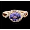Image 1 : 14KT Rose Gold 2.03ct Tanzanite and Diamond Ring