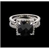 Image 1 : 3.00ct Black Onyx and Diamond Ring - 18KT White Gold