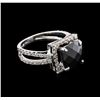 Image 2 : 3.00ct Black Onyx and Diamond Ring - 18KT White Gold
