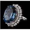 Image 1 : 14KT White Gold 22.83ct Topaz and Diamond Ring