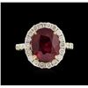 Image 2 : 7.48ct Ruby and Diamond Ring - 14KT Yellow Gold
