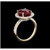 Image 3 : 7.48ct Ruby and Diamond Ring - 14KT Yellow Gold