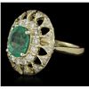 Image 1 : 14KT Yellow Gold 2.28ct Emerald and Diamond Ring
