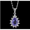Image 1 : 14KT White Gold 1.96ct Tanzanite and Diamond Pendant with Chain
