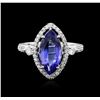 Image 2 : 14KT White Gold 2.61ct Tanzanite and Diamond Ring