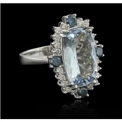 5.23ct Aquamarine and Diamond Ring - 14KT White Gold
