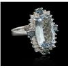 Image 1 : 5.23ct Aquamarine and Diamond Ring - 14KT White Gold