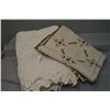 Image 1 : Hand made double sized crocheted bedspread and a linen table cloth