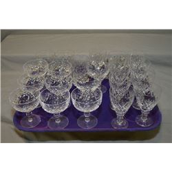 Selection of signed Webb and Corbett crystal stemware  Georgian  including seven champagne, nine jui