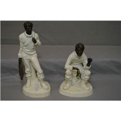 Two MInton bronze and china figures including  Traveler's Tales  MS1 and  The Fisherman  MS13