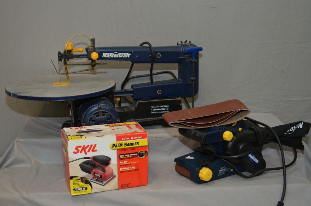 Mastercraft scroll saw and belt sander with a Skil palm sander