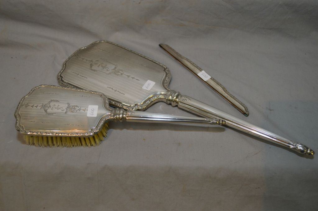 Vintage Birks Sterling Silver Dresser Set With Hair Brush Hand Mirror