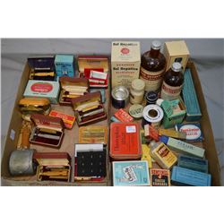 Two tray lots of men's vintage collectibles including boxed razors, travel clock and an assortment o