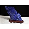 Image 1 : [CHINESE]A LATE 19TH CENTURY LAPIS CARVED ORNAMENT OF CARP (MEASURED WIT THE STAND)W:11" H:11.5"