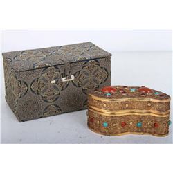 [CHINESE]A LATE 19TH CENTURY GILT SILVER BOX  L:3.5" W:1.75" H:1.5