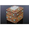 Image 3 : [CHINESE]A LATE 19TH CENTURY GILT SILVER BOX INLAID WITH JADE   L:2.5" W:2.1" H:2.5"