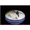 Image 2 : [CHINESE]A "YU CEN"MARKED FAMILLE ROSE PORCELAIN INK BOX PAINTED WITH BIRDS AND FLOWERS W:2.7" H:1.2