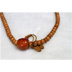 [CHINESE]A LATE 19TH CENTURY BONE CARVED PRAYER BEADS L:36"