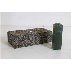 [CHINESE]A LATE 19TH CENTURY SHOUSHAN STONE SEAL W:0.75" H:2.75"