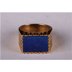 [CHINESE]A GILT SILVER RING WITH LAPIS