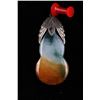 Image 2 : [CHINESE]A LATE 19TH CENTURY TRI-COLORED JADEITE GROUD SHAPED PENADANT(8g) L:2" W:1"