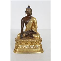 A LATE 19TH CENTURY BRONZE GILT SAKYAMUNI BUDDHA L:4" W:2.75" H:6.5"