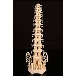 [CHINESE]A LATE 19TH CENTURY IVORY CARVED TOWER WITH FIGURES (188g) L:3" H:10.5"  DISCLAIMER: This i
