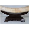 Image 5 : [CHINESE]A LATE 19TH CENTURY IVORY ORNAMENT WITH TANMU WOOD STAND(2673g)(MINOR DAMAGE ON THE IVORY) 
