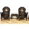 Image 1 : [CHINESE]A SET OF LATE 19TH CENTURY SUANZHI WOOD CARVED DRAGON CHAIR WITH TEATABLE INLAID WITH MOTHE
