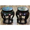 Image 1 : [CHINESE]A PAIR OF LATE 19TH CENTURY WOOD CARVED STOOLS INLAID WITH CLOISONN ENAMEL W:15" H:18.75"