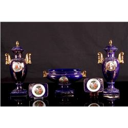 PAIR OF ENGLISH PORCELAIN VASES, PAIR OF ENGLISH PORCELAIN PLATES AND A ENGLISH PORCELAIN BOWL PAINT