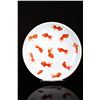 Image 1 : [CHINESE]A "WEN FU YA WAN"MAREKD IRON RED GLAZED PORCELAIN PLATE PAINTED WITH GOLD FISHES W:10" H:1.