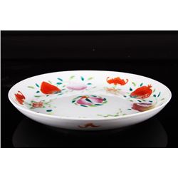 [CHINESE]A LATE 19TH CENTURY FAMILLE ROSE PORCELAIN PLATE PAINTED WITH BATS AND PEACHES W:9" H:1"