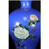 Image 2 : [CHINESE]A "DA QING QIAN LONG NIAN ZHI"MARKED BLUE BASE FAMILLE ROSE PORCELAIN MEI VASE PAINTED WITH