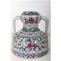 [CHINESE]A "DA QING QIAN LONG NIAN ZHI"MARKED DOU GLAZED VASE PAINTED WITH FLOWERS