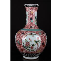[CHINESE]A "ZHEN YU XI QING TANG ZHI"MARKED FAMILLE ROSE VASE PAITNED WITH BIRDS AND FLOWERS(TOP HAS