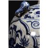 Image 2 : [CHINESE]A LATE 19TH CENTURY BLUE AND WHITE PORCELAIN JAR WITH ELEPHANT SHAPED HANDLE PAINTED WITH P