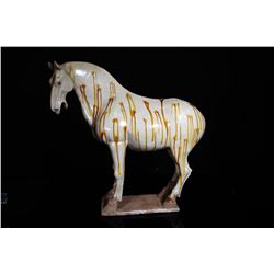 [CHINESE]A LATE 19TH CENTURY TRI-COLOR GLAZED PORCELAIN HORSE