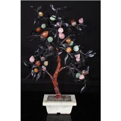 [CHINESE]A LATE 19TH CENTURY JADE PEACHES WITH FLOWER POT  L:12"  W:9.75" H:18.5"