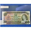 Image 2 : Bank of Canada; $20.00 note 1969 BC-50b Back of note out of register, VF+.