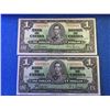Image 1 : Bank of Canada; 1937 $1.00 Gordon Towers Y/L9815964 and Coyne Towers M/N5679933 both notes VF to EF.