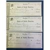Image 1 : USA; Bank of North America checks from 1859. Lot of 3 checks.