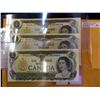 Image 2 : Bank of Canada; $1.00 note 1973, 13 notes with the front upper left Numeral 1 visible on the back al