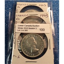 Canada silver 50 cents lot: 1962-1963-1964
