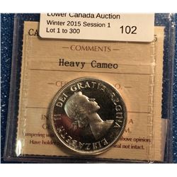 Canada silver 50 cents 1959 PL-65, Heavy Cameo, ICCS