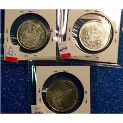 Canada silver 50 cents lot : 1965-1966-1967