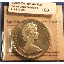 Canada silver one dollar 1965 Large beads Ptd 5 MS-62, ICCS
