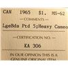 Image 2 : Canada silver one dollar 1965 Large beads Ptd 5 MS-62, ICCS
