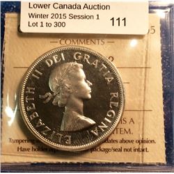 Canada silver dollar 1962 PL-65 ICCS