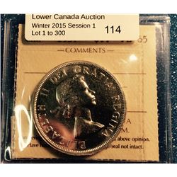 Canada silver dollar 1957 PL-65 ICCS